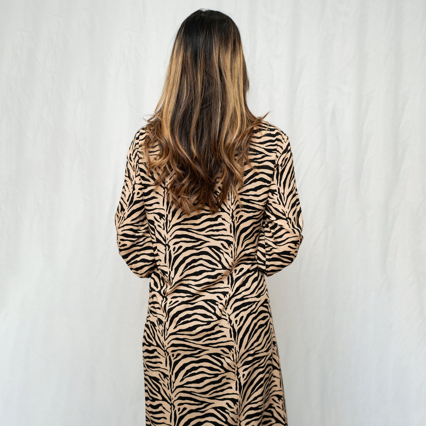 Balloon Sleeved Viscose Dress