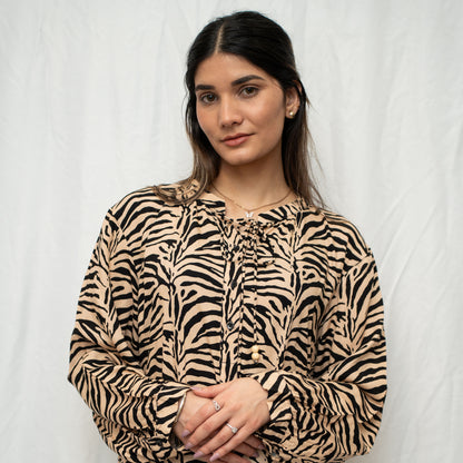 Balloon Sleeved Viscose Dress