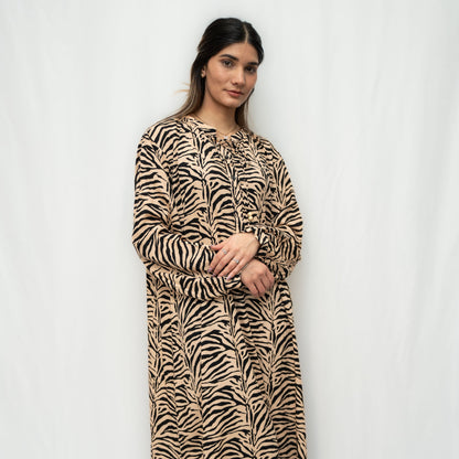 Balloon Sleeved Viscose Dress