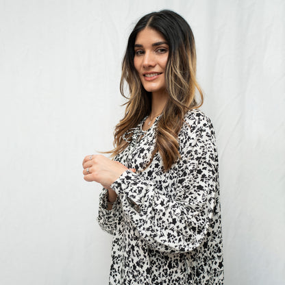 Balloon Sleeved Viscose Dress