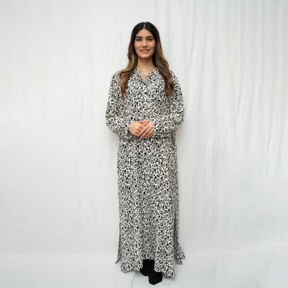 Balloon Sleeved Viscose Dress